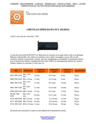 1 x Cheville Rawlnut M6X35 CODE 8710