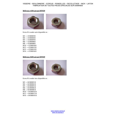1 x Ecrou hexagonale à souder M10 Acier brut