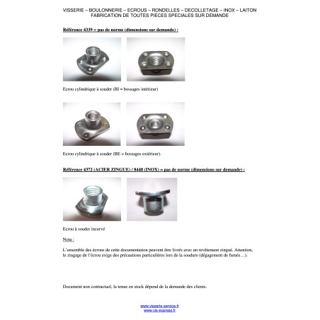 1 x Ecrou hexagonale à souder M10 Acier brut