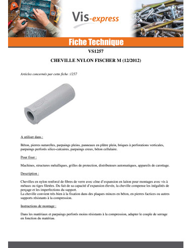 1 x Cheville M Fischer M10