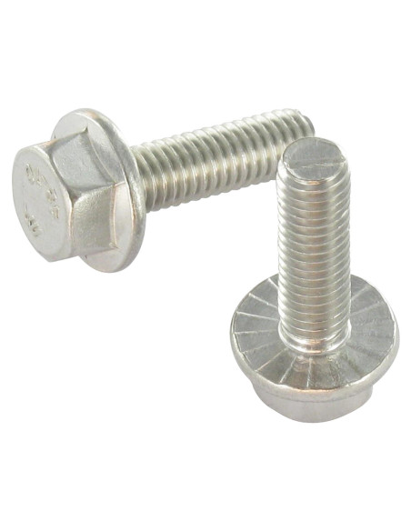 1 x Vis métaux Tête hexagonale TH Embase collerette crantée M6X20 Inox A2