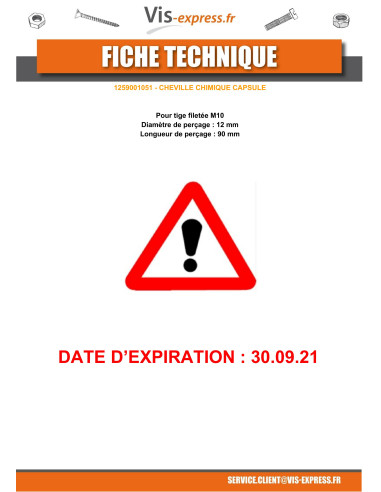 1 x Cheville chimique capsule M10