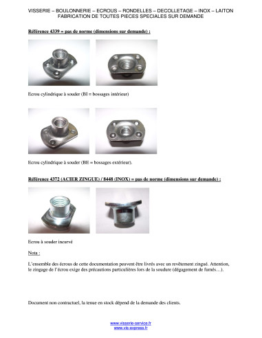 1 x Ecrou hexagonale à souder M5 Acier brut
