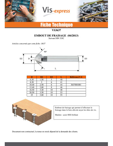 1 x Embout De FRAISAGE 10.40X44