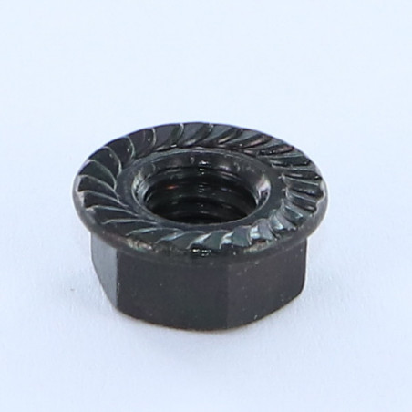 1 x Ecrou à embase Cranté M10 Acier zingué noir