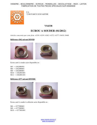 1 x Ecrou hexagonale à souder M16 Acier brut