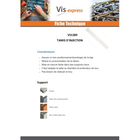 1 x TAMIS D'INJECTION Plastique RAWLPLUG 12X50
