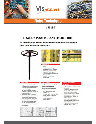 1 x Fixation Fischer Pour ISOLANT DHK 60