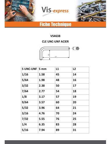 1 x Clé UNC/UNF Acier brut 3/4