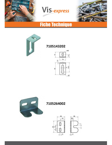1 x Equerre réglable 14X32X16 2 Trous Acier zingué