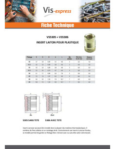Insert Avec Tête FINFIX Laiton M4X7.9 2