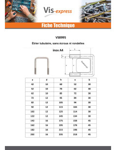 Etrier Fond droit ou plat 70X52X70 M10/30/30 Inox A4 2