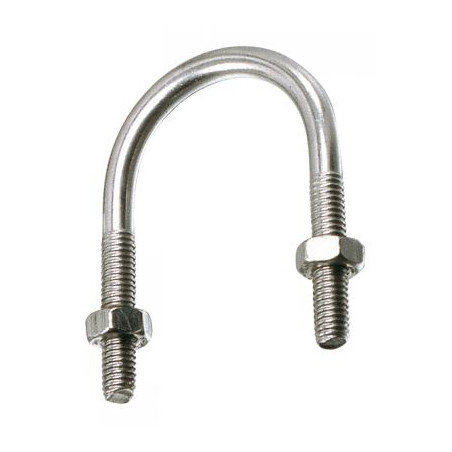 1 x Etrier Inox A2 Fond rond à Tube de 140 Fileté M10/70