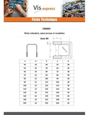 1 x Etrier Fond droit ou plat 125X102X105...