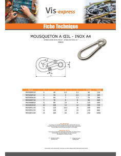 Mousqueton à oeil Inox A4 Diamètre 7 2