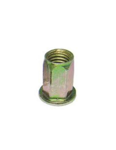 Ecrou à sertir Hexagonal Tête plate 9X15.5 M6 Bichromaté