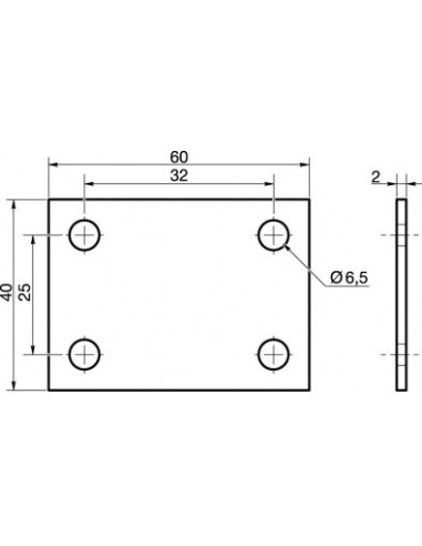 1 x Platine D'ASSEMBLAGE 40X60 Acier zingué