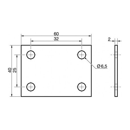 1 x Platine D'ASSEMBLAGE 40X60 Acier zingué