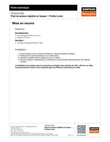 1 x Pied de poteau réglable SIMPSON Strong Tie...