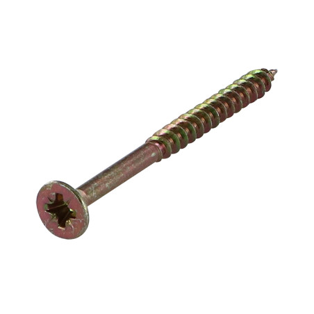 1 x VBA Vis bois agglo Tête fraisée Pozi 4X25 Filetée sur 18 Cranté Bichromaté