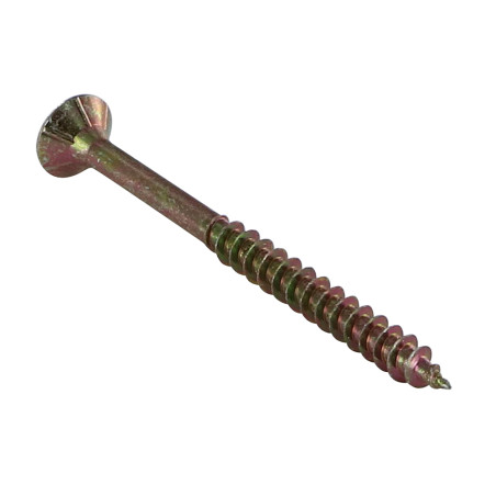1 x VBA Vis bois agglo Tête fraisée Pozi 4X40 Filetée sur 24 Cranté Bichromaté
