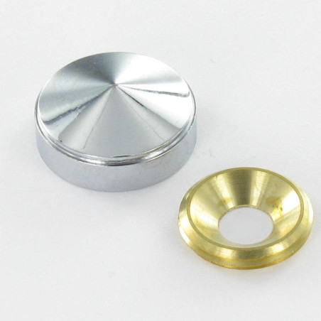 1 x Rosace conique ou cache vis (1 rosace et 1 cuvette de vis) Laiton chrome Diamètre 15 Pour Vis M5