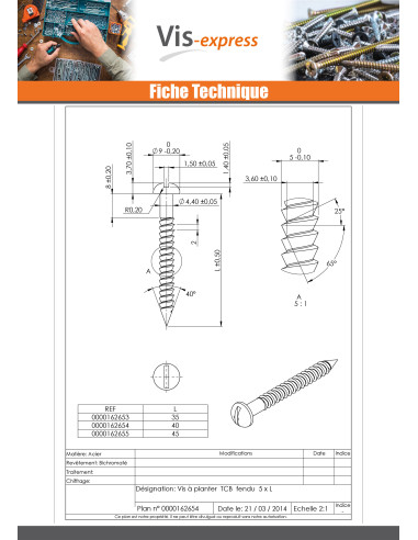 1 x Vis Planter Tête cylindrique bombée TCB...
