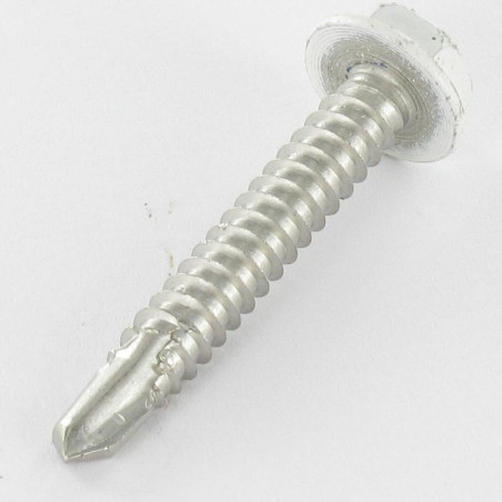 1 x Vis autoperceuse Tête hexagonale TH 6.3X40 Inox A2 RAL9010 blanc pur