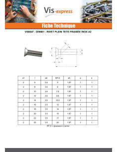 Rivet à frapper Tête fraisée Inox A2 4X16 2
