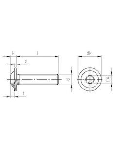 Vis métaux Tête bombée Embase collerette TORX T25 M5X16... 2