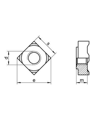 1 x Ecrou carré à souder M8 14X14X6.5 Inox A2