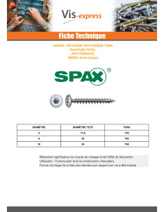 Spax Vis bois Tête disque TORX T50 10X160 Filetée sur 80... 2