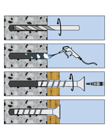 1 x Vis béton Tête fraisée TORX 6X80 Acier zingué