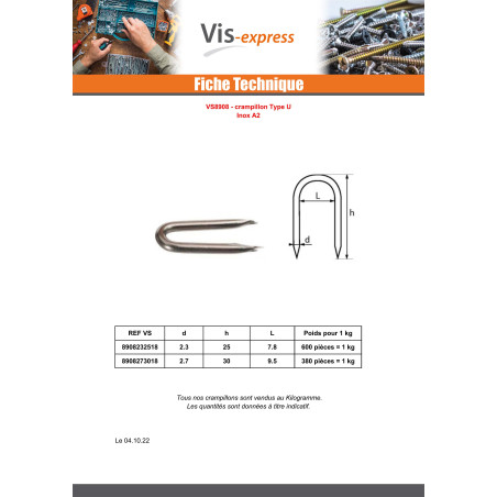 1 x KG Crampillons Inox A2 2.7X30