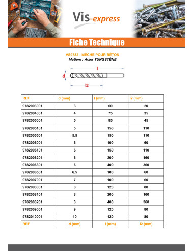 1 x Mèche pour béton 7X100