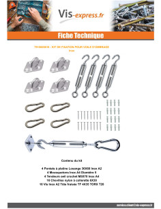 Kit de fixation pour voile d'ombrage Inox 2
