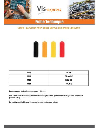 1 x Capuchon Pour Gond Métaux M24 jaune