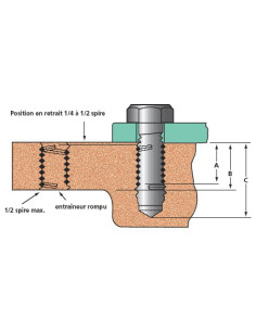Filet rapporté M4X12 Pas de 70 Inox 2