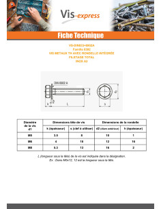 Vis métaux Tête hexagonale TH Filetage total Avec RD IMP... 2