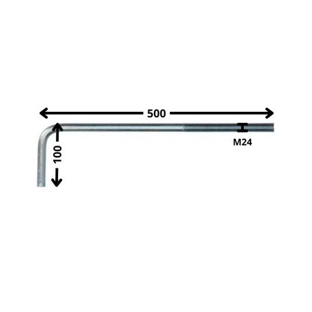 1 x Gond Métaux grande longueur M24X500 Filetée sur 150 Acier zingué
