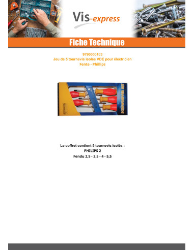1 x Jeu de 5 Tournevis Pour électricien
