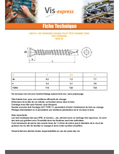 Vis terrasse Double filet Tête fraisée TORX T25 5X50 Inox... 2