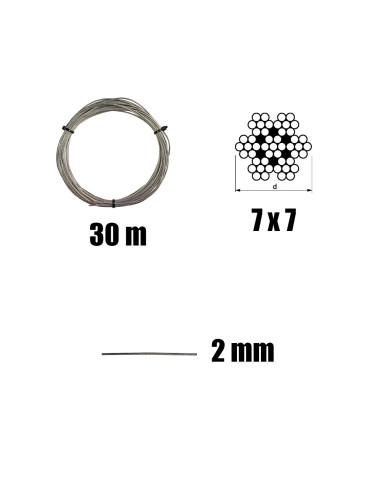 1 x Kit 30 mètres de cable inox diamètre 2