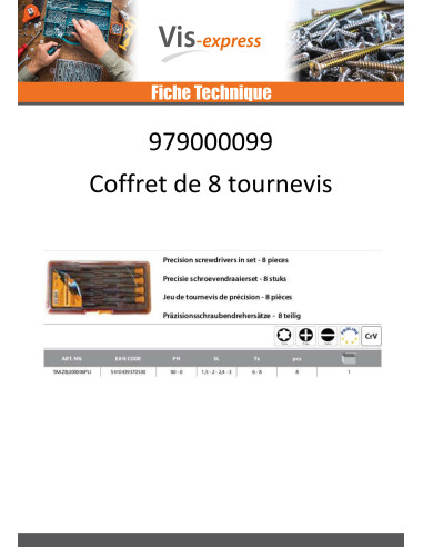 1 x JEU 8 Tournevis précision PH-SL-TX
