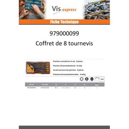 1 x JEU 8 Tournevis précision PH-SL-TX
