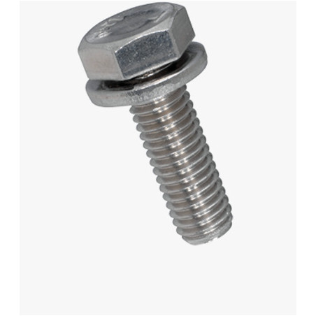 1 x Vis métaux Tête hexagonale TH Filetage total Avec RD IMP M5X16 Inox A2