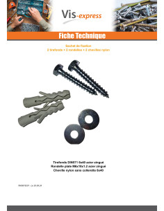 KIT 2 Tirefonds 6X40 AVEC2 Rondelle et 2 Cheville 2