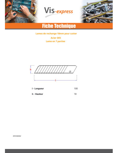 1 x Lot de De 10 LAME De CUTTER 18 MM