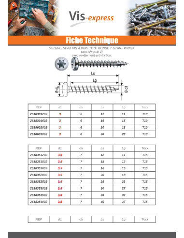 1 x Spax Vis bois Tête ronde TR T-STAR+ TORX...