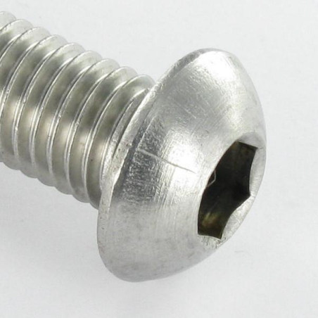 1 x Vis métaux Inox A2 BHC (Tête Bombée Hexagonal creux) M8X30 Filetage total Clé de 5 HC5